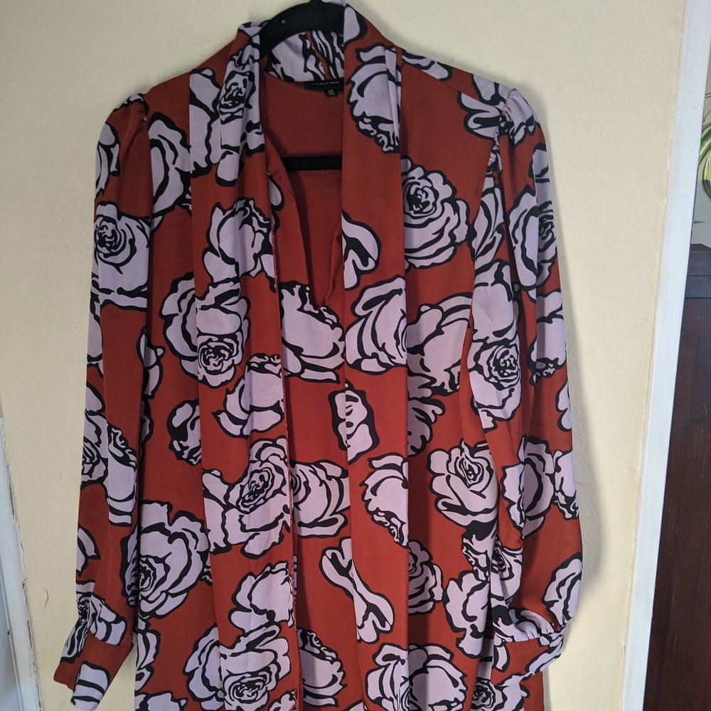 Who What Wear Pink Orange Mod Floral Dress